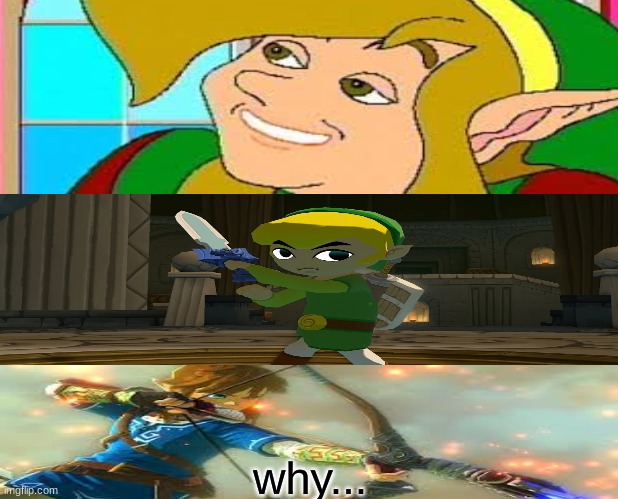 Unsettled Tom | why... | image tagged in memes,loz,legend of zelda,nintendo botw 2,breath of the wild 2,heh | made w/ Imgflip meme maker