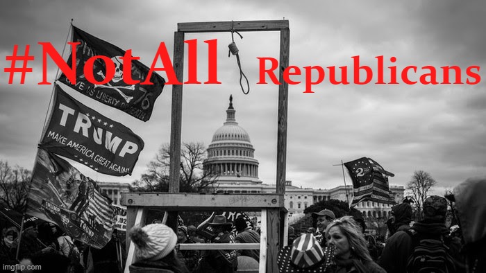 Some Republicans are #WalkingAway from the wreckage that Trump left. But not all. | Republicans; #NotAll | image tagged in capitol hill riot gallows,republicans,gop,trump to gop,republican party,riot | made w/ Imgflip meme maker
