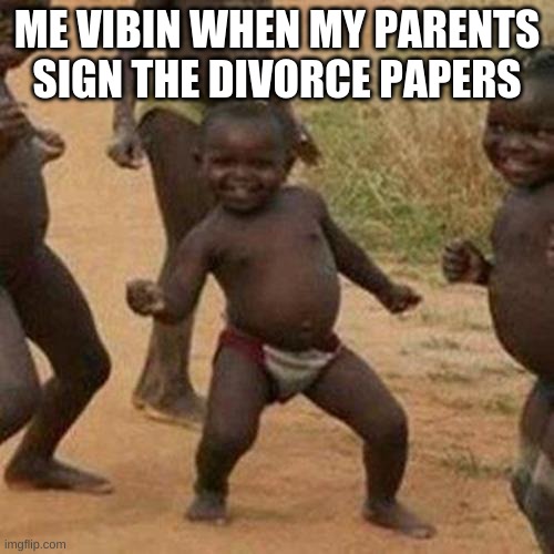 vibe | ME VIBIN WHEN MY PARENTS SIGN THE DIVORCE PAPERS | image tagged in memes,third world success kid | made w/ Imgflip meme maker