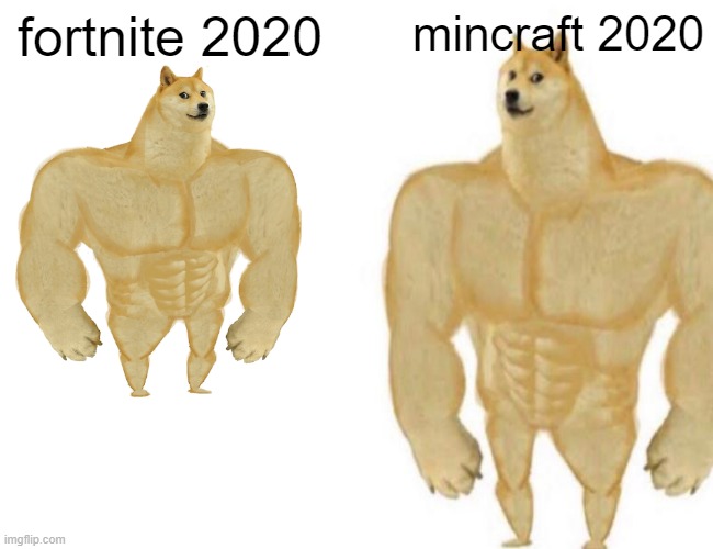mincraft vs fortnite | fortnite 2020; mincraft 2020 | image tagged in doge | made w/ Imgflip meme maker