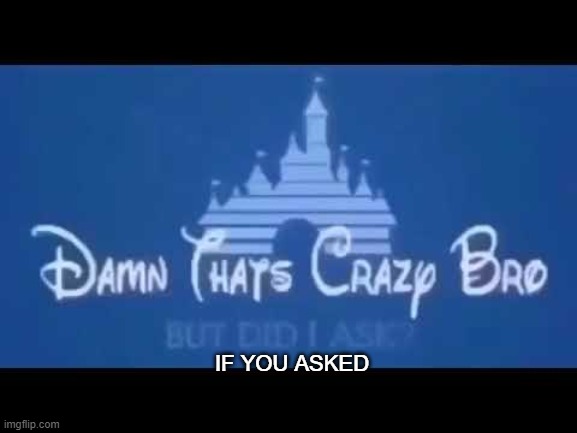 Damn that's crazy bro but did I ask? | IF YOU ASKED | image tagged in damn that's crazy bro but did i ask | made w/ Imgflip meme maker