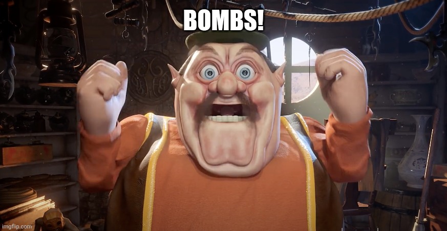 Morshu Shocked | BOMBS! | image tagged in morshu shocked | made w/ Imgflip meme maker