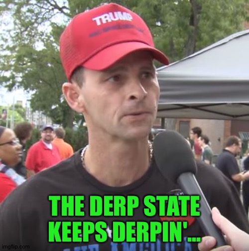 Trump supporter | THE DERP STATE KEEPS DERPIN'... | image tagged in trump supporter | made w/ Imgflip meme maker
