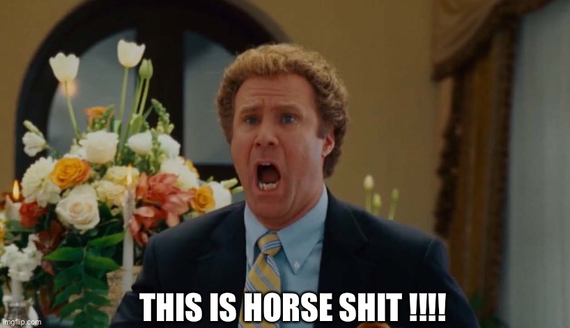  THIS IS HORSE SHIT !!!! | image tagged in will ferrell,bullshit,funny,had enough,no more | made w/ Imgflip meme maker