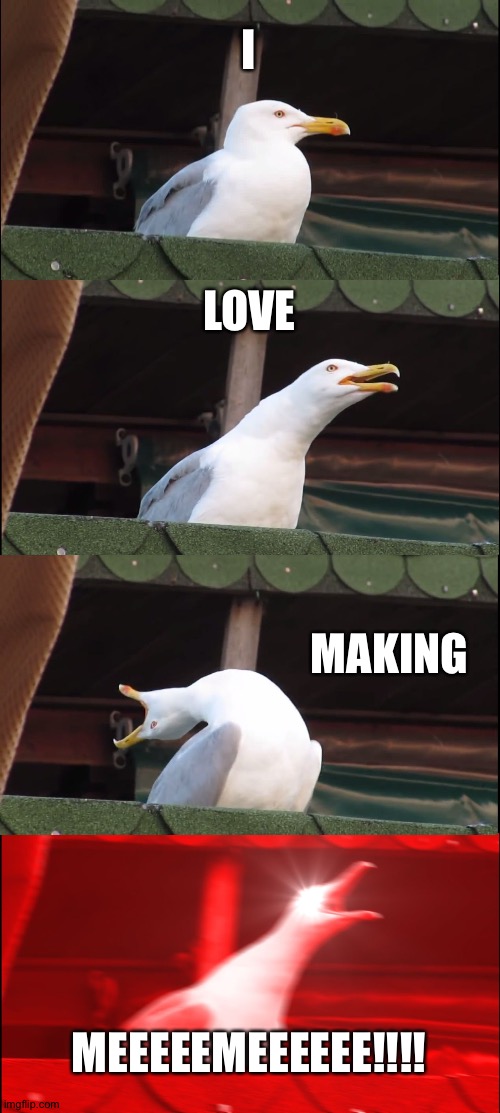 Inhaling Seagull | I; LOVE; MAKING; MEEEEEMEEEEEE!!!! | image tagged in memes,inhaling seagull | made w/ Imgflip meme maker
