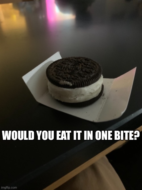 HUGE oreo | WOULD YOU EAT IT IN ONE BITE? | image tagged in funny,oreo,memes | made w/ Imgflip meme maker