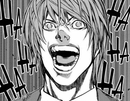 High Quality Death Note Light Yagami laugh B/W Blank Meme Template