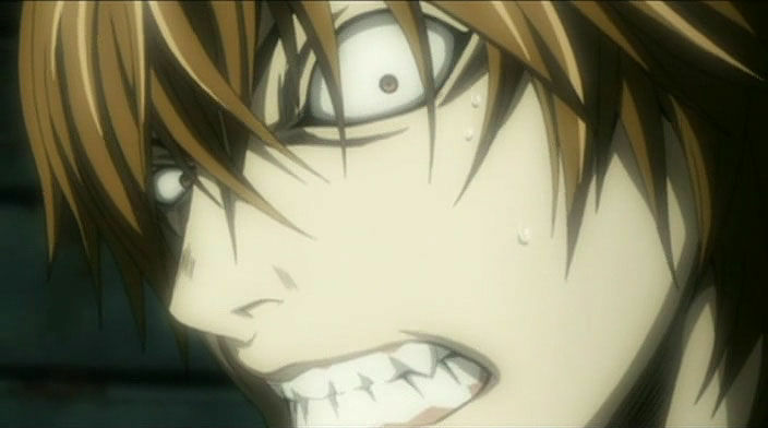 High Quality Death Note Light Yagami Kira crazy face 2 Blank Meme Template
