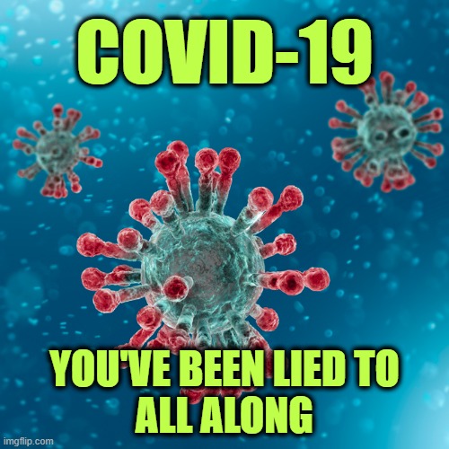 The numbers are cooked, masks don't work, the vax doesn't either. | COVID-19; YOU'VE BEEN LIED TO
ALL ALONG | image tagged in covid-19 coronavirus | made w/ Imgflip meme maker