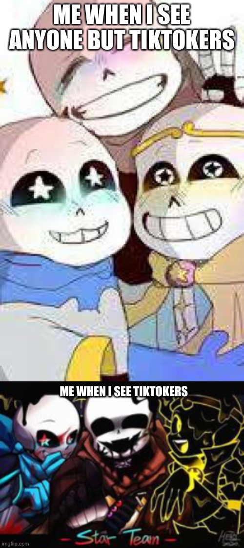 ME WHEN I SEE ANYONE BUT TIKTOKERS; ME WHEN I SEE TIKTOKERS | made w/ Imgflip meme maker