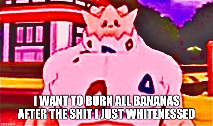 Tokipi | I WANT TO BURN ALL BANANAS AFTER THE SHIT I JUST WHITENESSED | image tagged in tokipi | made w/ Imgflip meme maker