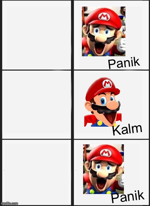 High Quality Mario SMG4 Panik Kalm Panik Blank Meme Template