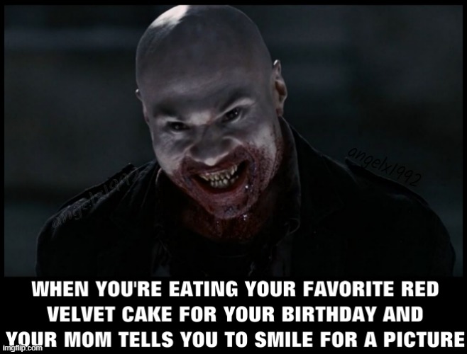 image tagged in red velvet cake,birthday cake,horror movie,birthday,picture,cake | made w/ Imgflip meme maker