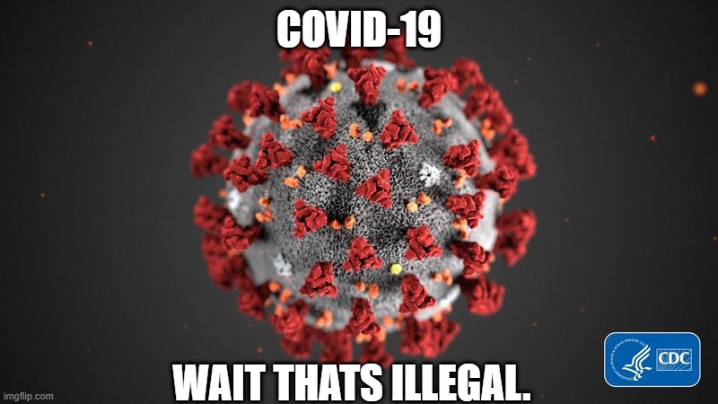 Covid 19 | COVID-19; WAIT THATS ILLEGAL. | image tagged in covid 19 | made w/ Imgflip meme maker