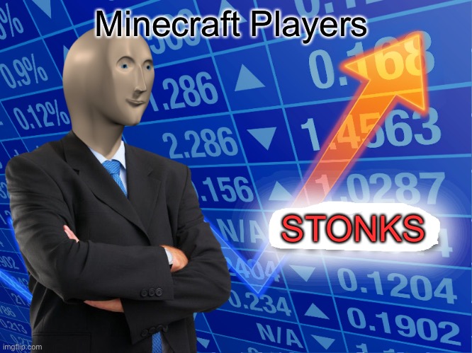 Minecraft IS Good | Minecraft Players; STONKS | image tagged in empty stonks | made w/ Imgflip meme maker