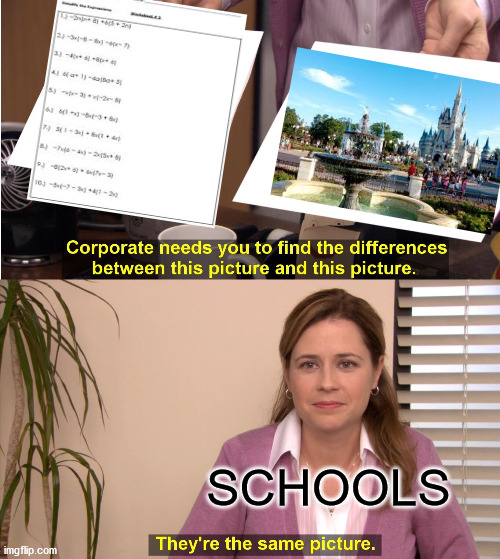 They're The Same Picture | SCHOOLS | image tagged in memes,they're the same picture | made w/ Imgflip meme maker