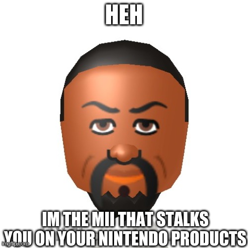 the evil mii | HEH; IM THE MII THAT STALKS YOU ON YOUR NINTENDO PRODUCTS | image tagged in mii,congratulations,you had one job | made w/ Imgflip meme maker