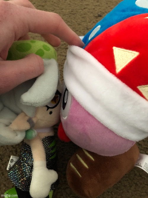 I regret making my Marie and Marx plushies kiss! | image tagged in marx,x,marie | made w/ Imgflip meme maker