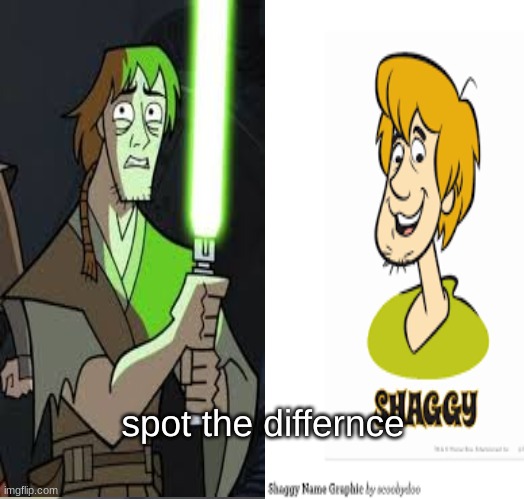 Shaggy Jedi | spot the differencece | image tagged in shaggy jedi,shaggy,clone wars | made w/ Imgflip meme maker