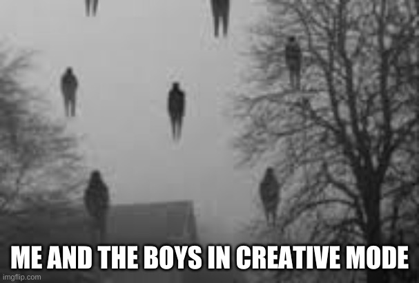 definitely not unnerving | ME AND THE BOYS IN CREATIVE MODE | image tagged in memes,funny,minecraft,creative,lol,cursed image | made w/ Imgflip meme maker