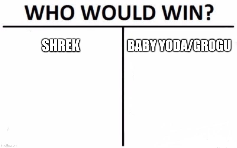 Who Would Win? Meme | SHREK BABY YODA/GROGU | image tagged in memes,who would win | made w/ Imgflip meme maker