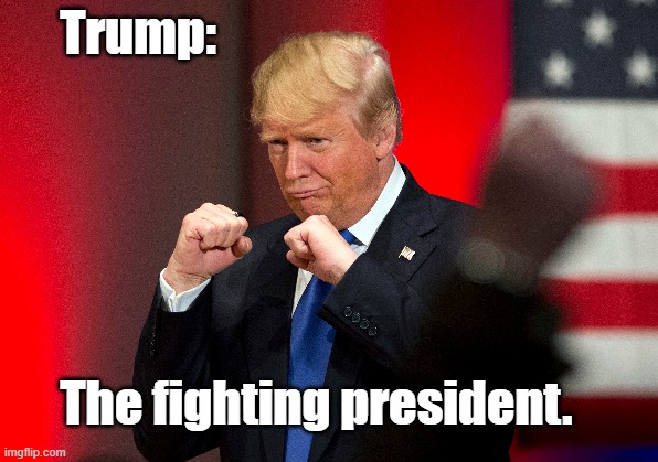 Trump:; The fighting president. | made w/ Imgflip meme maker
