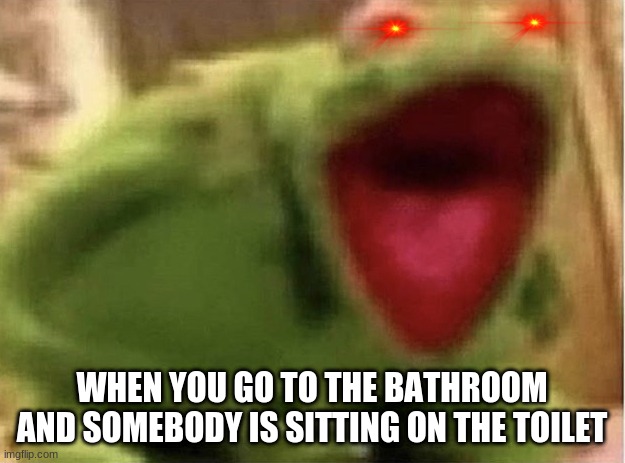 Ah shit Kermit | WHEN YOU GO TO THE BATHROOM AND SOMEBODY IS SITTING ON THE TOILET | image tagged in ah shit kermit | made w/ Imgflip meme maker