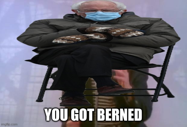 YOU GOT BERNED | image tagged in bernie sanders | made w/ Imgflip meme maker