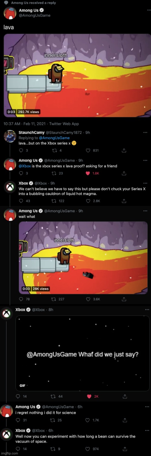 these two accounts are the best | image tagged in among us,xbox,twitter | made w/ Imgflip meme maker