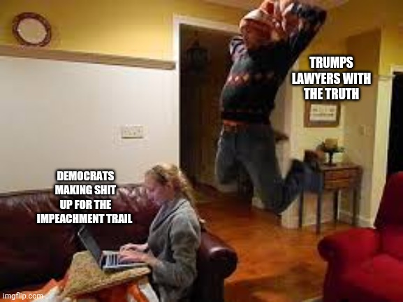 Pillow Fight | TRUMPS LAWYERS WITH THE TRUTH; DEMOCRATS MAKING SHIT UP FOR THE IMPEACHMENT TRAIL | image tagged in pillow fight,donald trump,trump | made w/ Imgflip meme maker