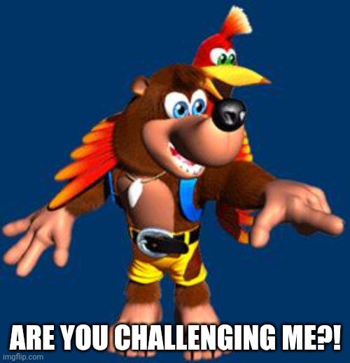 ARE YOU CHALLENGING ME?! | image tagged in banjo-kazooie | made w/ Imgflip meme maker