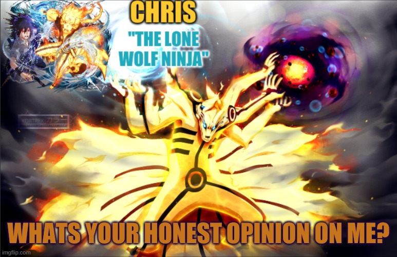 no sugarcoating | WHATS YOUR HONEST OPINION ON ME? | image tagged in naruto template | made w/ Imgflip meme maker