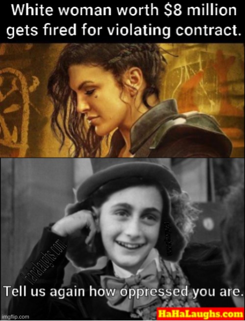 Anne Frank Wonka disapproves | image tagged in gina carano,mandalorian,anne frank | made w/ Imgflip meme maker