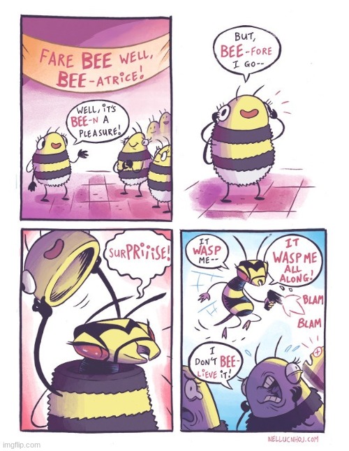 That WASP so crazy I could barely BEElieve it | image tagged in comics/cartoons,puns | made w/ Imgflip meme maker