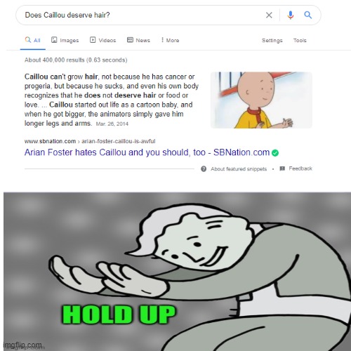 wait...what? | image tagged in fallout hold up,caillou | made w/ Imgflip meme maker