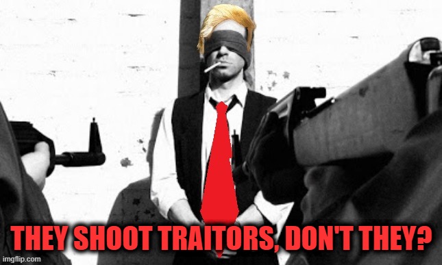 Old Time Justice | THEY SHOOT TRAITORS, DON'T THEY? | image tagged in trump,donald trump,impeachment,impeachmental trial,insurrection | made w/ Imgflip meme maker