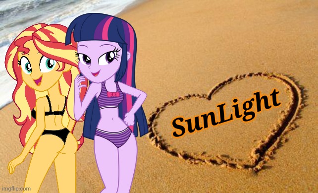 Sunlight in Beach | SunLight | image tagged in sunset shimmer,twilight sparkle,mlp fim,equestria girls,beach heart,memes | made w/ Imgflip meme maker