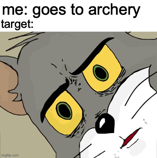 Unsettled Tom | me: goes to archery; target: | image tagged in memes,unsettled tom | made w/ Imgflip meme maker