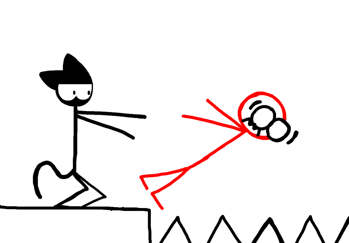 High Quality StickCat throwing StickDanny into spikes Blank Meme Template