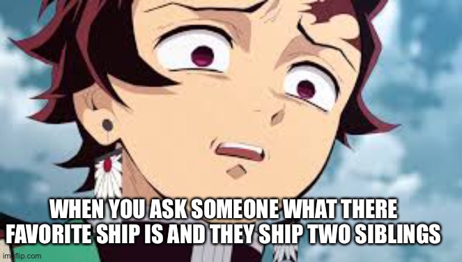 Bruh | WHEN YOU ASK SOMEONE WHAT THERE FAVORITE SHIP IS AND THEY SHIP TWO SIBLINGS | image tagged in demon slayer,anime | made w/ Imgflip meme maker