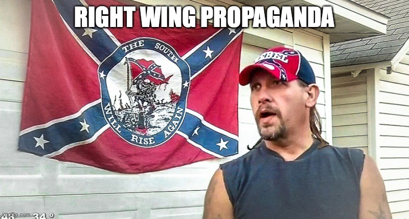 Right Wing Dumbass | RIGHT WING PROPAGANDA | image tagged in right wing dumbass | made w/ Imgflip meme maker