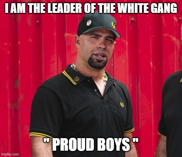 Enrique Tarrio | I AM THE LEADER OF THE WHITE GANG " PROUD BOYS " | image tagged in enrique tarrio | made w/ Imgflip meme maker
