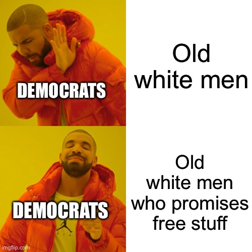 Promise free stuff and the Dems will spare you the death panels | Old white men; DEMOCRATS; Old white men who promises free stuff; DEMOCRATS | image tagged in memes,democratic party,liberal hypocrisy,liberal logic,joe biden | made w/ Imgflip meme maker