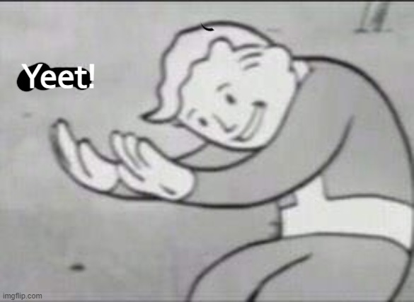 Fallout Hold Up | Yeet! | image tagged in fallout hold up | made w/ Imgflip meme maker