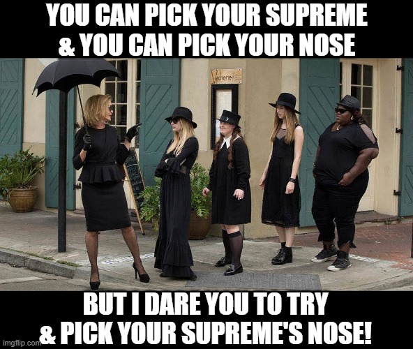 You can pick your Supreme! | YOU CAN PICK YOUR SUPREME & YOU CAN PICK YOUR NOSE; BUT I DARE YOU TO TRY & PICK YOUR SUPREME'S NOSE! | image tagged in you can pick your supreme | made w/ Imgflip meme maker