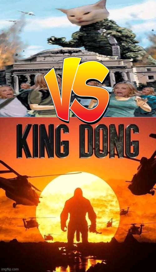 dong VS ding | image tagged in blank white template,king kong,godzilla,dank memes | made w/ Imgflip meme maker