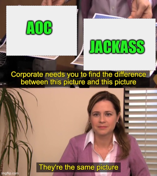 there the same picture | AOC JACKASS | image tagged in there the same picture | made w/ Imgflip meme maker