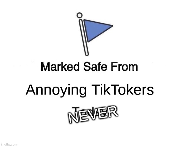 Marked Safe From | Annoying TikTokers; NEVER | image tagged in memes,marked safe from | made w/ Imgflip meme maker