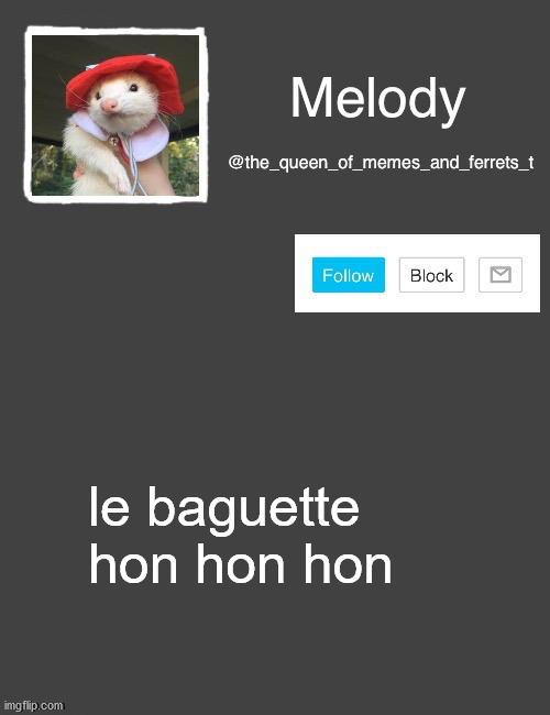 Melody's Announcement template | le baguette hon hon hon | image tagged in melody's announcement template | made w/ Imgflip meme maker