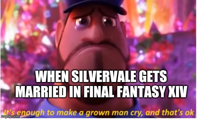 It's enough to make a grown man cry and that's ok | WHEN SILVERVALE GETS MARRIED IN FINAL FANTASY XIV | image tagged in it's enough to make a grown man cry and that's ok,Silvervale | made w/ Imgflip meme maker